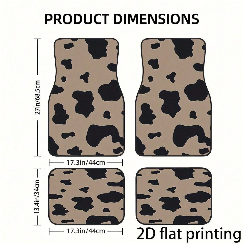 Cow Mat Rubber - 4 tappetini per auto, motivo a